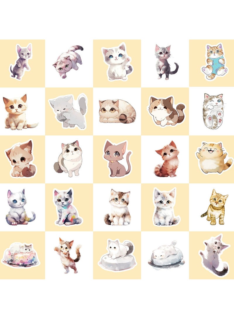 Goolsky 50pcs Pastel Watercolor Cat Stickers Cartoon Ink Cat Cute Cute Pet Stickers Laptop Stickers Refrigerator Stickers DIY Decorative Stickers - Image 4