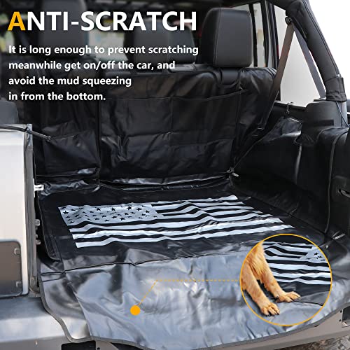 RERPRO Pet Dog Cargo Liner Trunk Mat for 2007-2025 Jeep Wrangler JK JL 4 Door Unlimited Sahara Rubicon Rear Trunk Floor Mat Cargo Liner Dogs Seat Cover, All Weather Waterproof, America Flag - Image 3