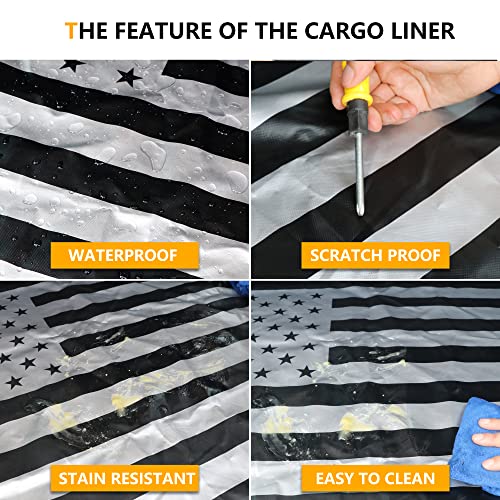RERPRO Pet Dog Cargo Liner Trunk Mat for 2007-2025 Jeep Wrangler JK JL 4 Door Unlimited Sahara Rubicon Rear Trunk Floor Mat Cargo Liner Dogs Seat Cover, All Weather Waterproof, America Flag - Image 5