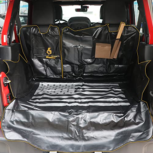 RERPRO Pet Dog Cargo Liner Trunk Mat for 2007-2025 Jeep Wrangler JK JL 4 Door Unlimited Sahara Rubicon Rear Trunk Floor Mat Cargo Liner Dogs Seat Cover, All Weather Waterproof, America Flag - Image 1