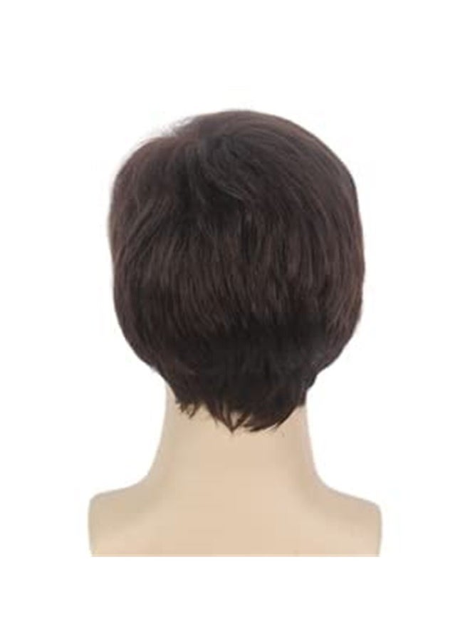 Generic - Synthetic Hair Wig brown，Mens Wig Short Brown Hair Handsome Male Daily Father's Day Gift Costume Cosplay Anime Party Heat Resistant Synthetic Full Natural Man Realistic Wigs Cap - Image 1