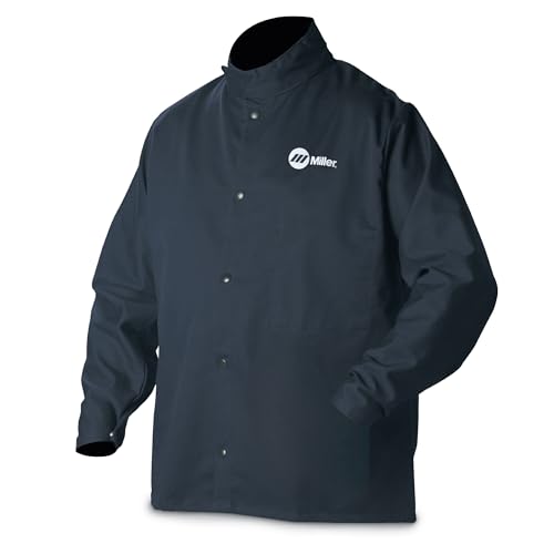 MILLER جاكيت ميلر كلاسيك القماش - جاكيت لحام قطن Navy 9oz XL - جاكيت لحام للاستخدام اليومي للرجال والنساء - جاكيتات قماش خفيفة للحام - جاكيتات مقاومة اللهب (أزرق Navy) - Image 1