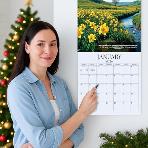 BOYESE 2026 Wall Calendar Christian, Bible Verse Calendar 2026, 12 Monthly Religious Spiritual Scripture Gifts For Men, Women, NIV Biblical Quotes Catholic Present, Jesus Faith Home Office Decor 12X12" - Image 2