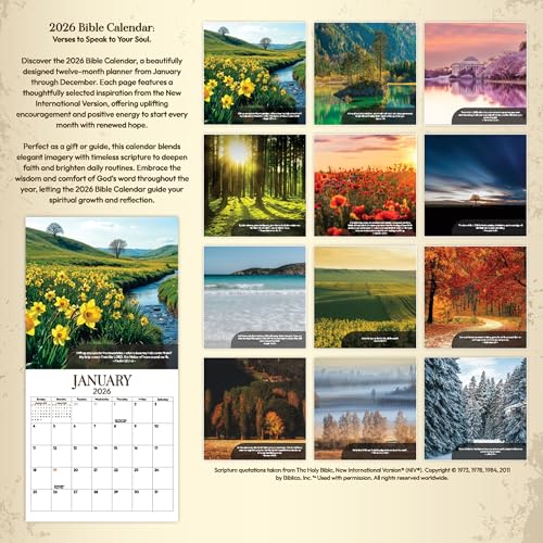BOYESE 2026 Wall Calendar Christian, Bible Verse Calendar 2026, 12 Monthly Religious Spiritual Scripture Gifts For Men, Women, NIV Biblical Quotes Catholic Present, Jesus Faith Home Office Decor 12X12" - Image 5