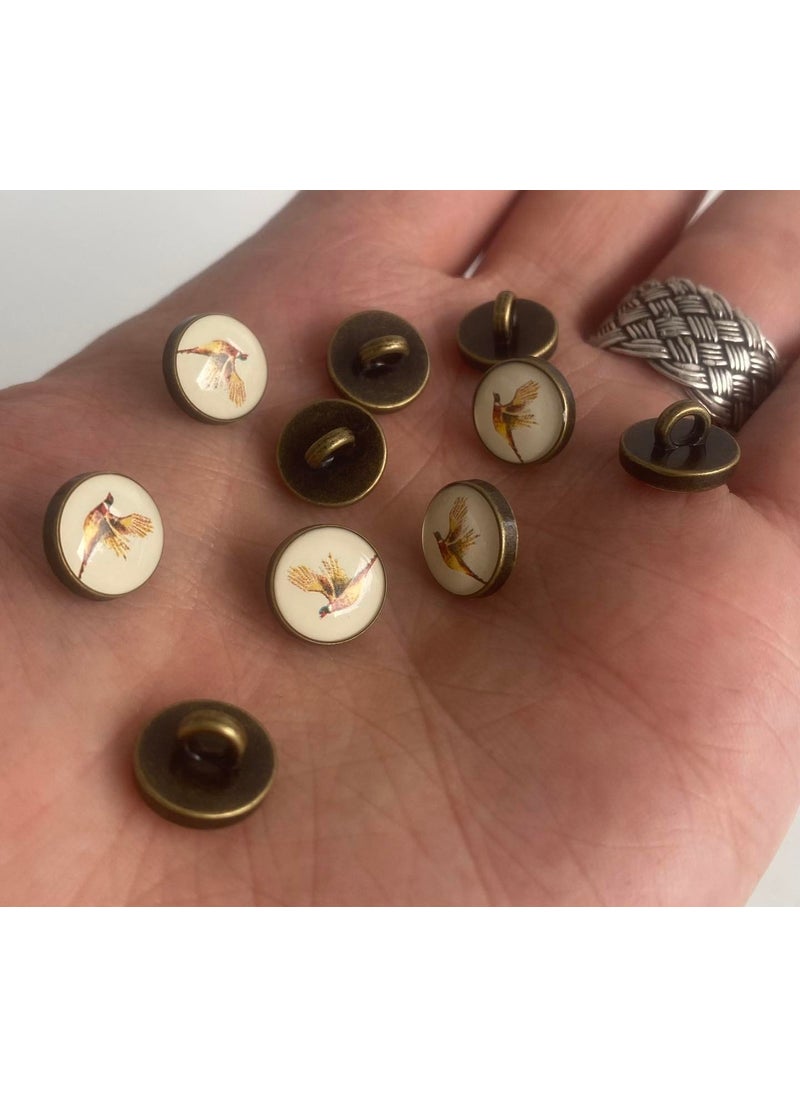 Hasyılmaz Sülün Picture Drop Button 11 mm 10 Pieces  - Image 1