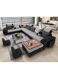 U-Shaped Corner Sofa with Wooden Frame and High-Density Cushions