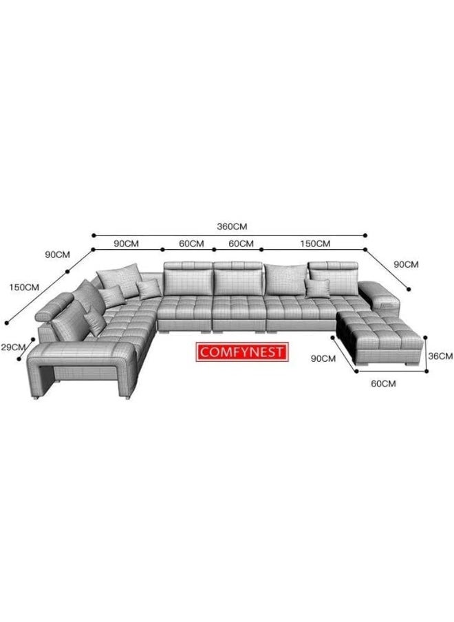 Comfynest - U-Shaped Corner Sofa with Wooden Frame and High-Density Cushions - Image 1