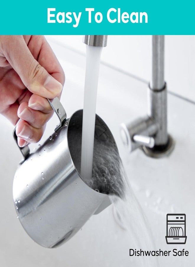 إبريق رغوة الحليب CASABREWS CASMP350، إبريق تبخير من الفولاذ المقاوم للصدأ بفوهة حادة، كوب رغوة حليب سعة 350 مل (12 أونصة) لتحضير الكابتشينو أو فن اللاتيه، ملحقات ماكينة الإسبريسو للباريستا - Image 4
