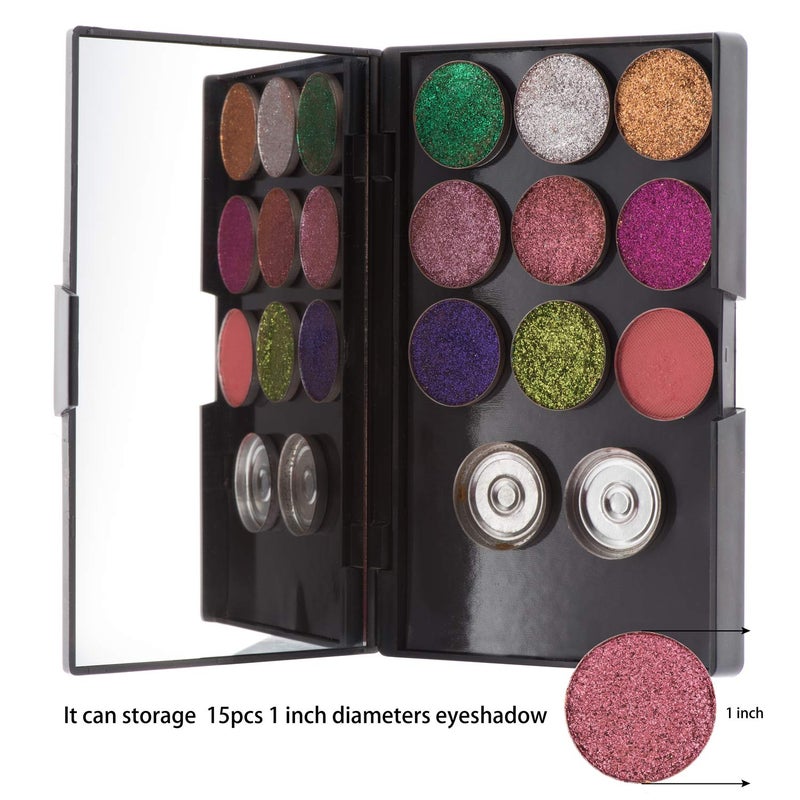 Allwon Empty Magnetic Plastic Eyeshadow Makeup Palette with 15Pcs Adhesive Empty Palette Metal Stickers for Eyeshadow Lipstick Blush Powder - Image 3