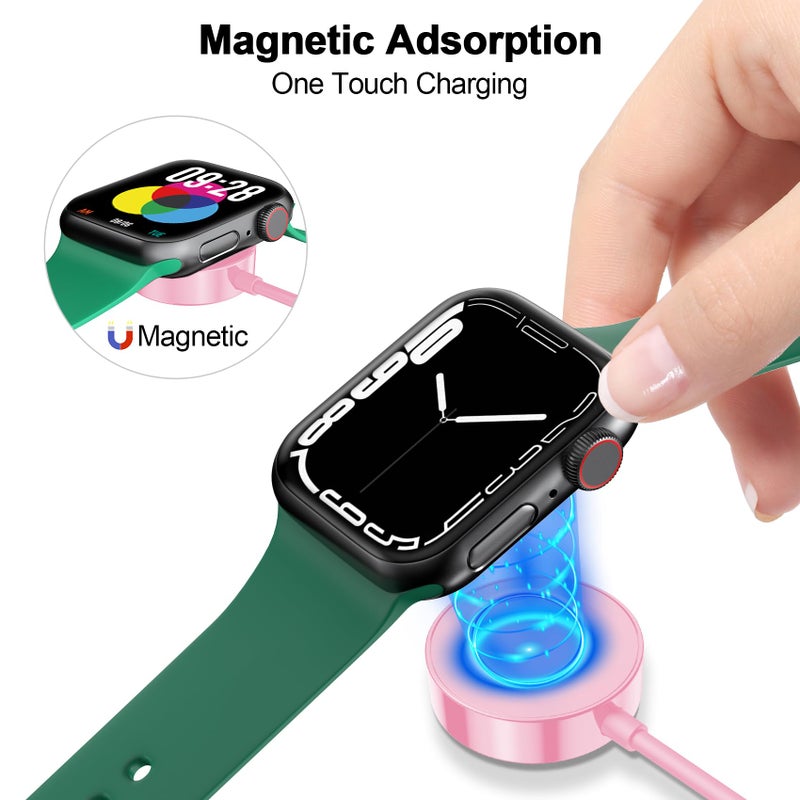 xiwxi ðŸðŸŽðŸðŸ” ð”ð©ð ð«ðšððžð for Apple Watch Charger Magnetic Fast Charging Cable [Portable] Magnetic Wireless Charging Compatible with iWatch Series Ultra/10/9/8/7/6/SE/5/4/3/2-[3.3FT] Pink - Image 5