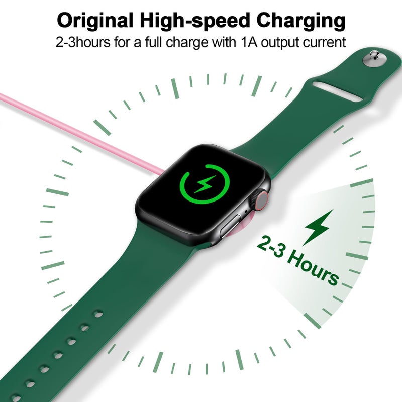 xiwxi ðŸðŸŽðŸðŸ” ð”ð©ð ð«ðšððžð for Apple Watch Charger Magnetic Fast Charging Cable [Portable] Magnetic Wireless Charging Compatible with iWatch Series Ultra/10/9/8/7/6/SE/5/4/3/2-[3.3FT] Pink - Image 3