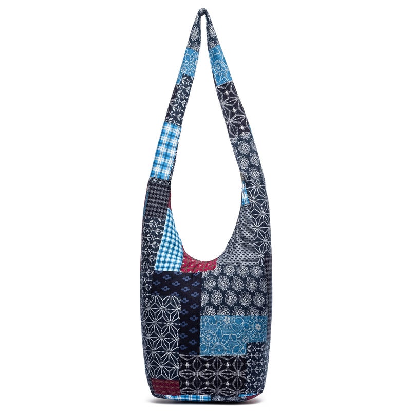 Coton Pose Women Shoulder Handbags Fashion canvas Hippie Crossbody Bags Bohemian Animal Prints Hobo Bags (Blue square) - Image 1