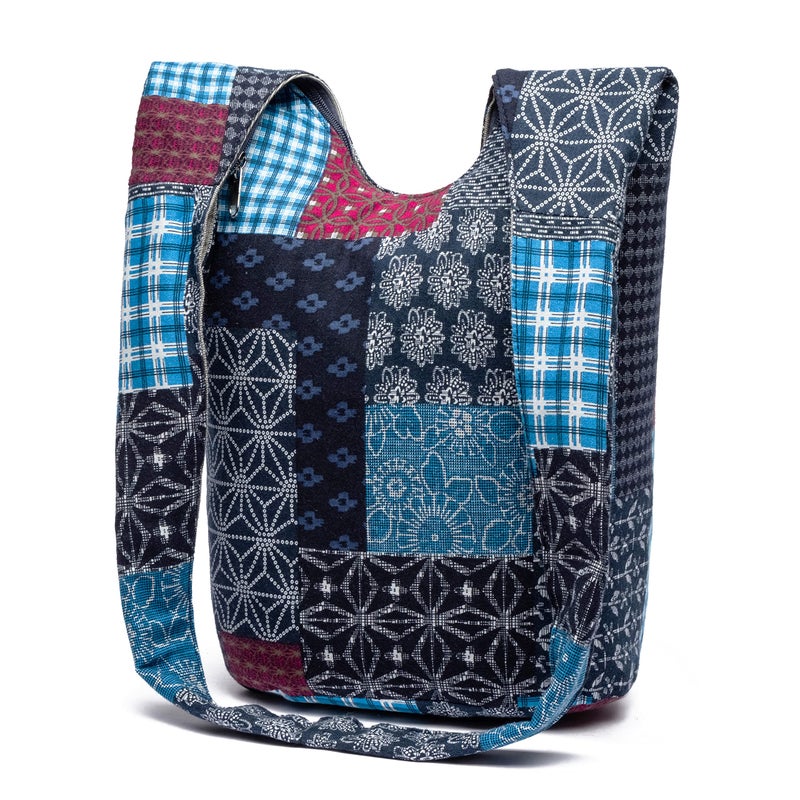 Coton Pose Women Shoulder Handbags Fashion canvas Hippie Crossbody Bags Bohemian Animal Prints Hobo Bags (Blue square) - Image 2