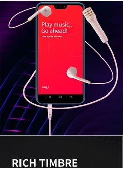 GELESE New singing wired mini microphone headset practice song wired earphone pink  - Image 2