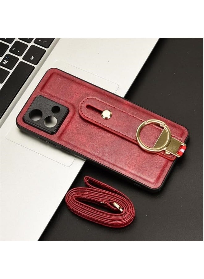 General Compatible with Motorola Moto G84 5G Case with Ring Holder & Hand Straps & Neck Straps, Scratch-Resistant Skin-Friendly Leather Protective Cover Case  - Image 4