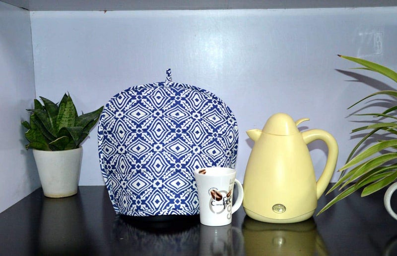 Malan Bai Mandala Tea Cozy Cover White Hand Block Winter Tea Cozy Cotton Tea Kettle Warmer Pot Cover Hot Coffee Cover Handamde Kitchen Décor Brand: Malan Bai (Pattern 47) - Image 5