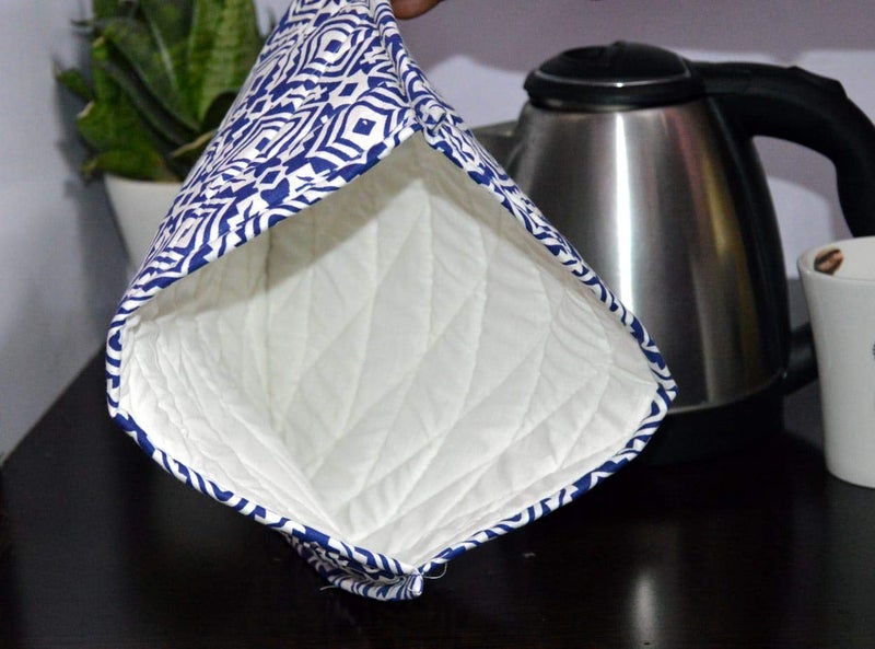 Malan Bai Mandala Tea Cozy Cover White Hand Block Winter Tea Cozy Cotton Tea Kettle Warmer Pot Cover Hot Coffee Cover Handamde Kitchen Décor Brand: Malan Bai (Pattern 47) - Image 3