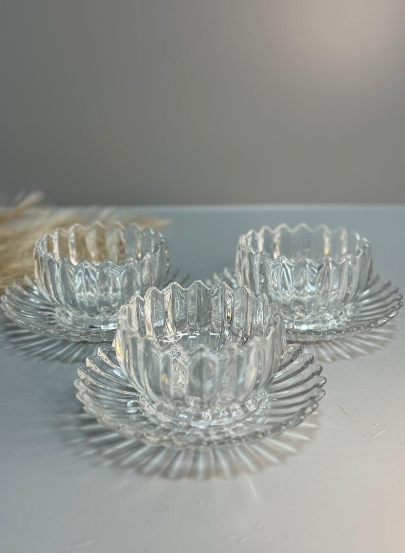 Ice Cream Bowls, Set of 6, Clear Glass Dessert Cups With Saucer, Parfait Appetizer Cups, Footed Ice Cream Bowls - Image 2