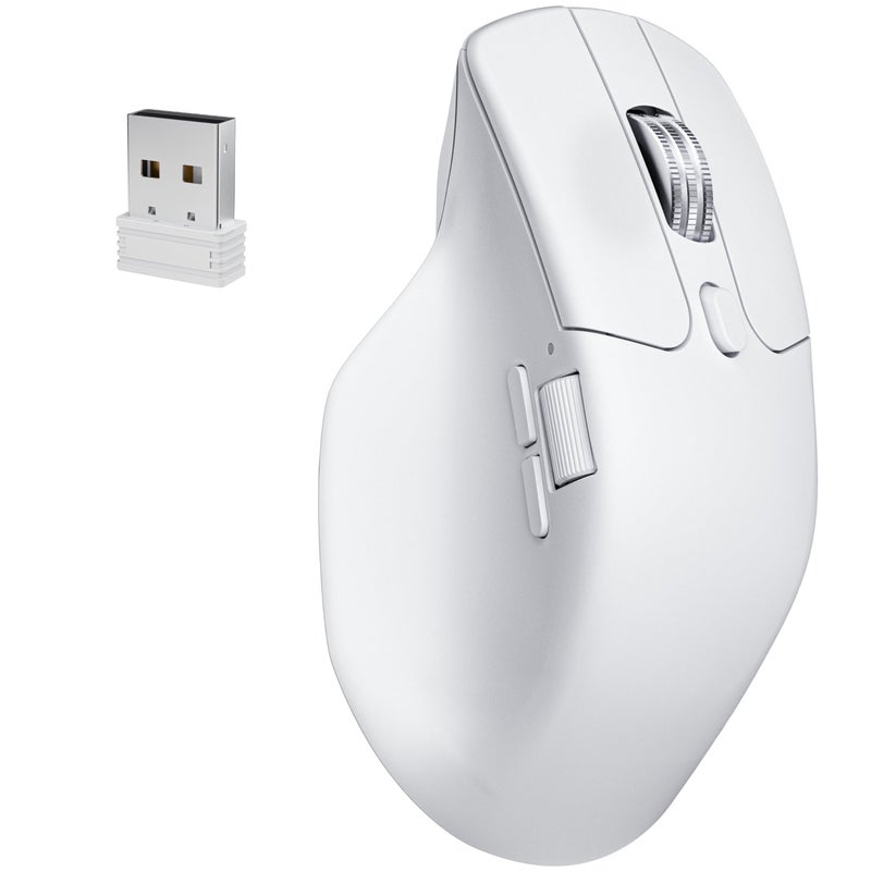 Keychron ماوس Keychron M6 8K للألعاب اللاسلكي، 2.4G/بلوتوث/سلكي، مستشعر PixArt 3950، معدل استقصاء 8000Hz، نقرات صامتة، 5 ملفات تعريف مدمجة للتوصيل والتشغيل، قابل للبرمجة لأنظمة Mac/Win/Linux – أبيض - Image 1