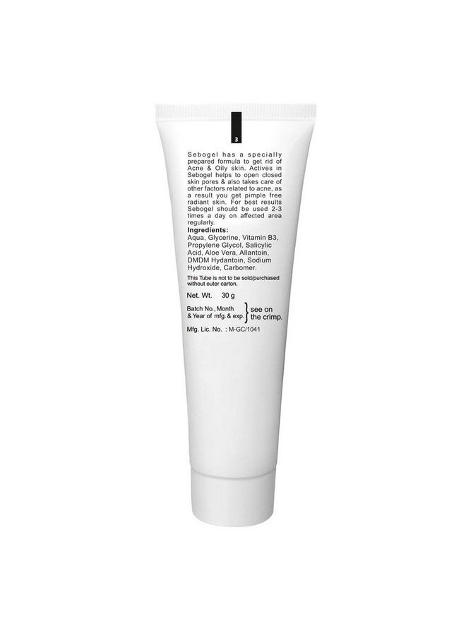 Sebogel Salicylic Acid & Nicotinamide Gel For Pimples And Oily Skin 30Gm Pack Of 2 - Image 3