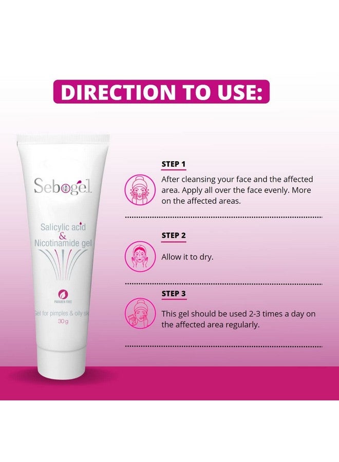 Sebogel Salicylic Acid & Nicotinamide Gel For Pimples And Oily Skin 30Gm Pack Of 2 - Image 5