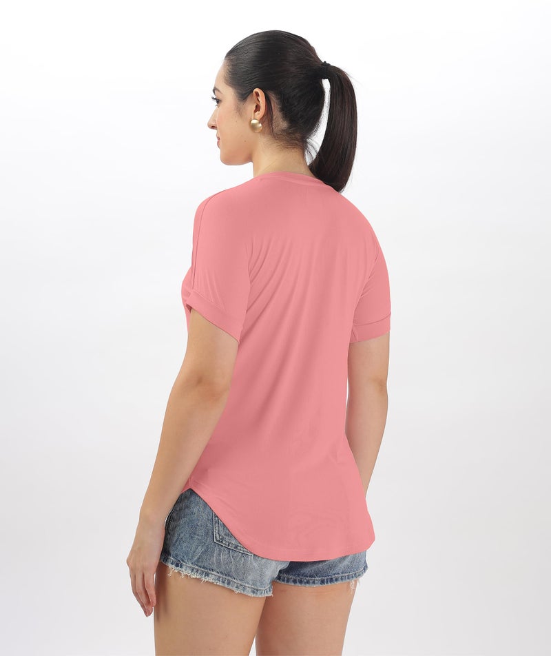 SHODOX® Women's Cotton Blend Solid Regular fit Round Neck Short Sleeve T-Shirt (Pack of 1) - Image 2
