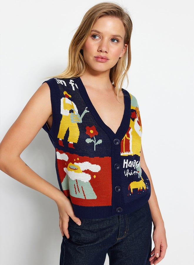 trendyol Colorful Buttoned Knitwear Vest - Image 2