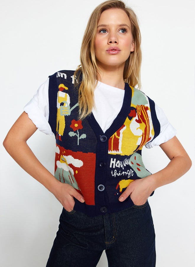 trendyol Colorful Buttoned Knitwear Vest - Image 1