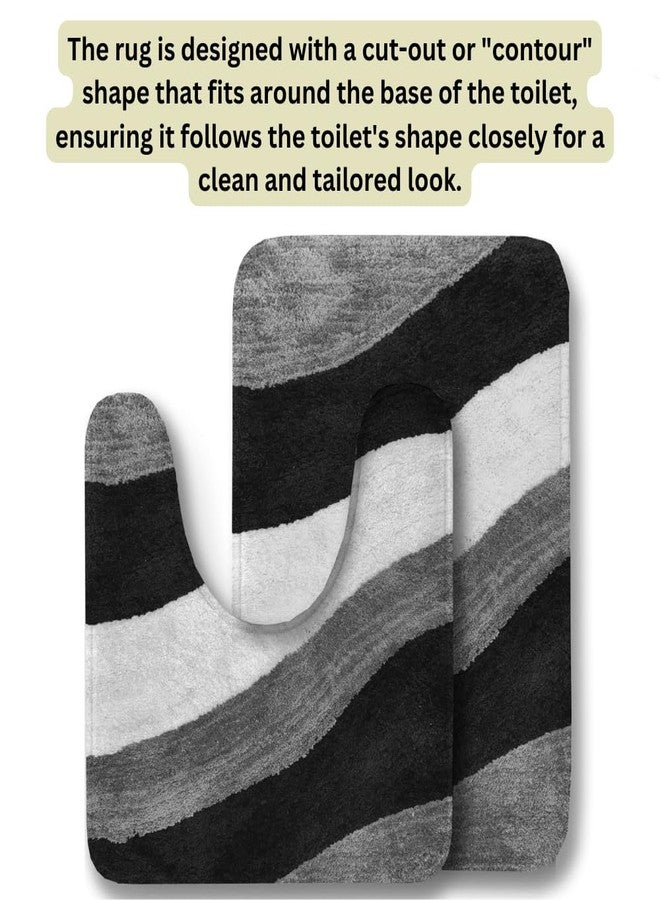 Xenluxe Premium Microfiber Bath Rug Set - -2-Piece Ultra-Soft, Plush, Highly Absorbent & Non-Slip - U-Shaped Contour Rug for Toilet. (2 - Multi Grey, Standard) - Image 4