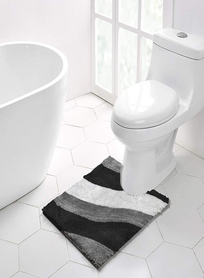 Xenluxe Premium Microfiber Bath Rug Set - -2-Piece Ultra-Soft, Plush, Highly Absorbent & Non-Slip - U-Shaped Contour Rug for Toilet. (2 - Multi Grey, Standard) - Image 2