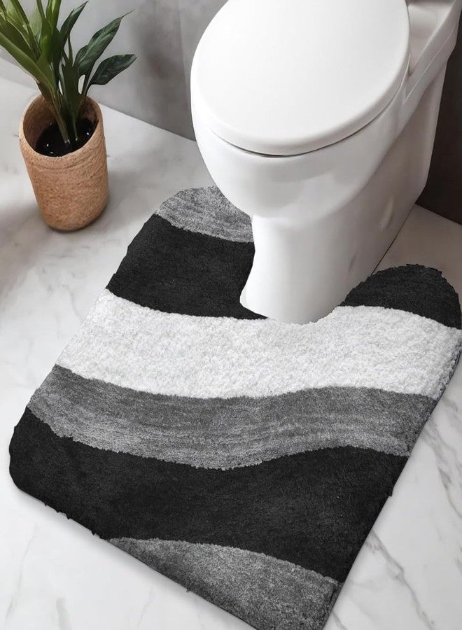 Xenluxe Premium Microfiber Bath Rug Set - -2-Piece Ultra-Soft, Plush, Highly Absorbent & Non-Slip - U-Shaped Contour Rug for Toilet. (2 - Multi Grey, Standard) - Image 5