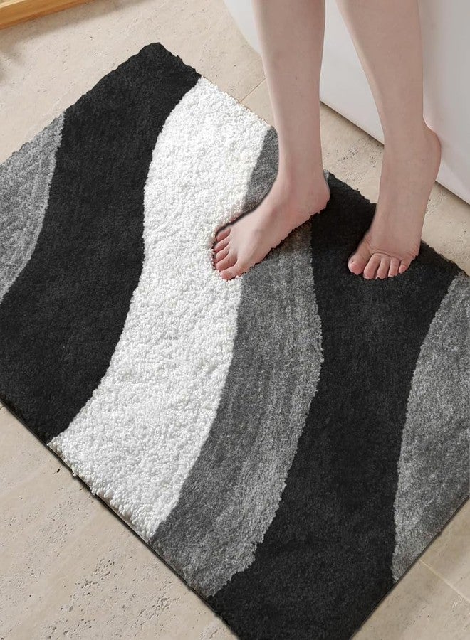 Xenluxe Premium Microfiber Bath Rug Set - -2-Piece Ultra-Soft, Plush, Highly Absorbent & Non-Slip - U-Shaped Contour Rug for Toilet. (2 - Multi Grey, Standard) - Image 3
