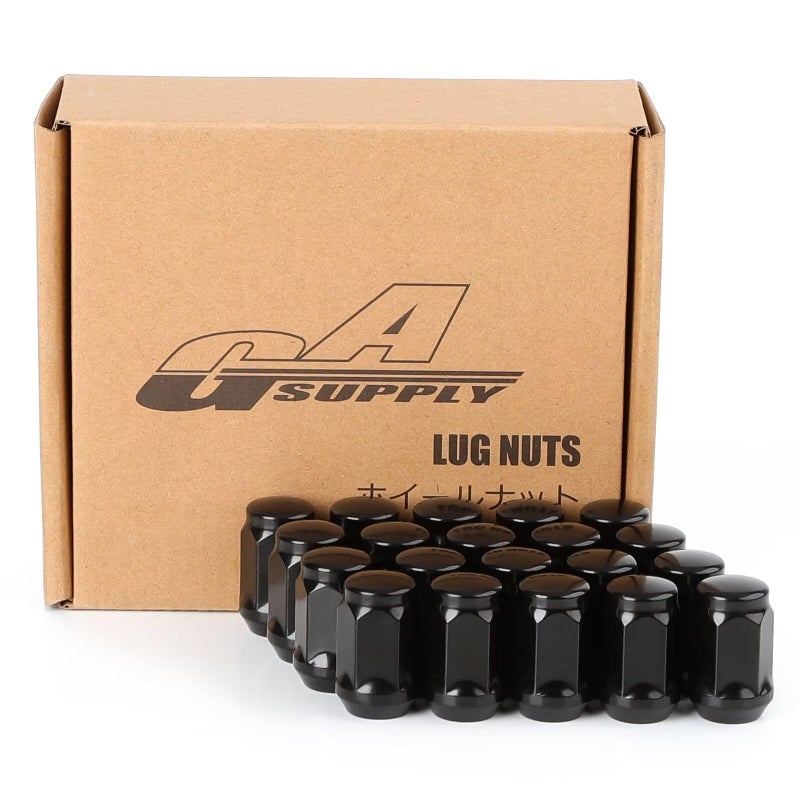 صواميل العجلات السوداء GAsupply 1220 مغلقة النهاية بروز الجوز 34 بوصة 19 مم سداسي 138 بوصة ارتفاع 60 درجة مقعد مخروطي