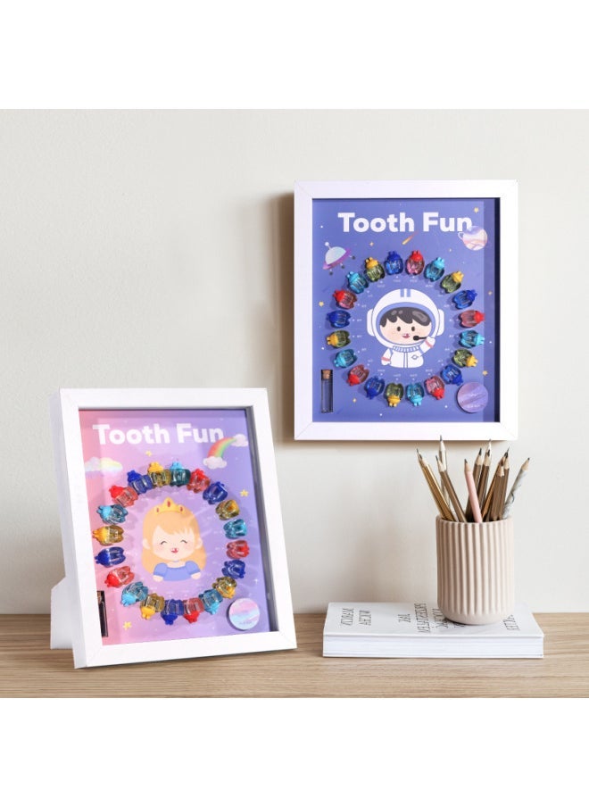 T9 Wooden Photo Frame Deciduous Teeth Box Transparent Crystal Teeth House Boys And Girls Deciduous Teeth Storage Frame-Color:Little Princess "23*27cm]-Specifications:T9  - Image 2