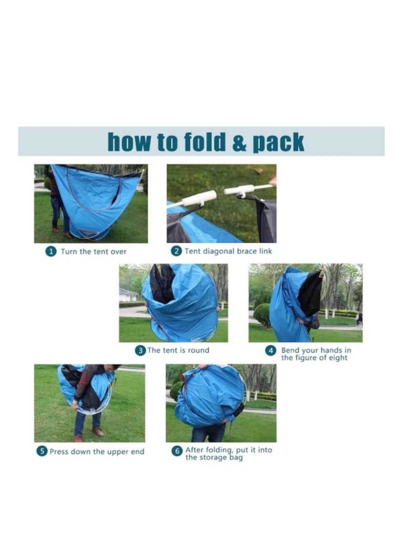 خيمة تخييم أوتوماتيكية منبثقة، خيمة محمولة فورية منبثقة مثالية للتخييم، خيمة ظهر خفيفة الوزن ومقاومة للماء، يتم إعدادها في ثوانٍ، 200 × 150 × 100 سم - Image 5