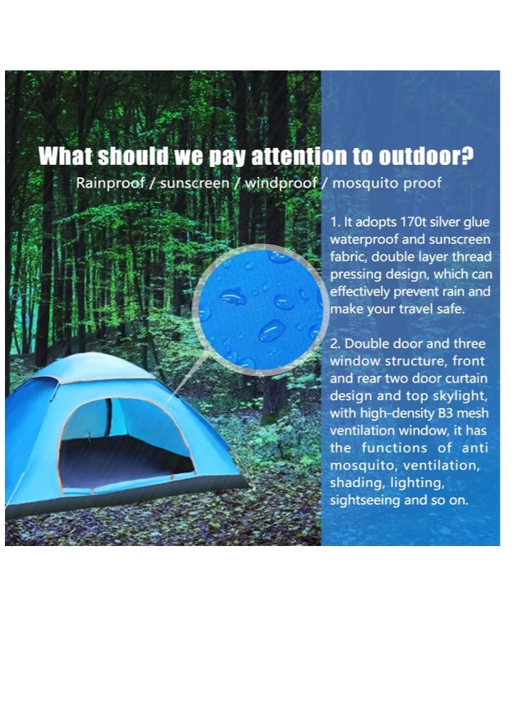 خيمة تخييم أوتوماتيكية منبثقة، خيمة محمولة فورية منبثقة مثالية للتخييم، خيمة ظهر خفيفة الوزن ومقاومة للماء، يتم إعدادها في ثوانٍ، 200 × 150 × 100 سم - Image 2