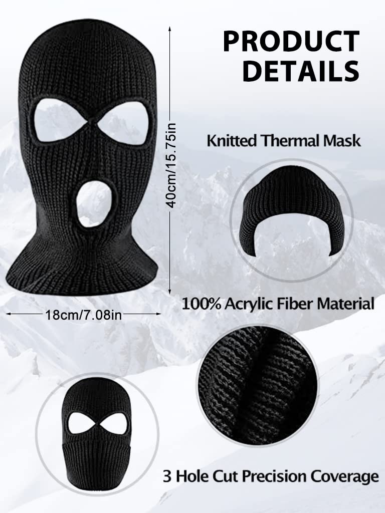 PROBEROS® Full Face Ski Mask for Men Women, Knitted Balaclava Ski Mask Thermal Balaclava for Winter Outdoor Sports Ski BikeFull Face Cover Mask, UV Protected Cycling Accessories Mask for Men & Women - Image 5