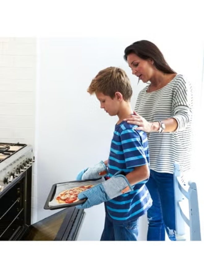 جوانتي فرن من السيليكون، قفازات سيليكون غير قابلة للانزلاق للمطبخ، مقاومة للحرارة ومتينة وقابلة للغسل في الغسالة (أزرق) - Image 4