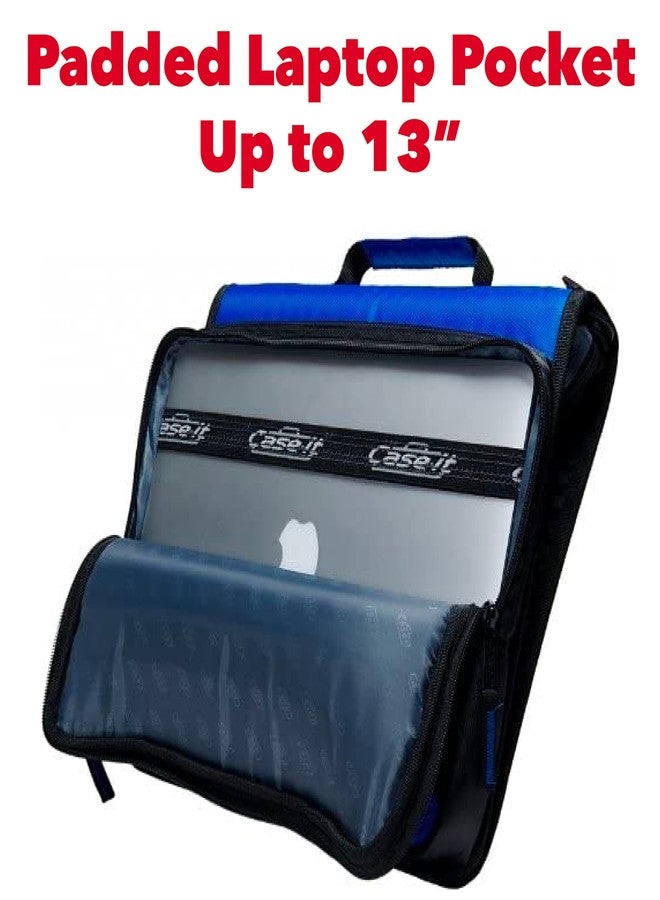 Case it Case-it Universal Zipper Binder | 2-Inch O-Rings, 13-Inch Laptop/Tablet Padded Pocket, 400 Sheet Capacity, Multiple Storage Pockets & Shoulder Strap | School & Office Organizer | LT-007 Mint Blue - Image 3