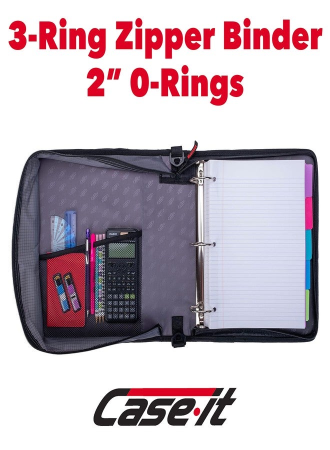 Case it Case-it Universal Zipper Binder | 2-Inch O-Rings, 13-Inch Laptop/Tablet Padded Pocket, 400 Sheet Capacity, Multiple Storage Pockets & Shoulder Strap | School & Office Organizer | LT-007 Mint Blue - Image 2