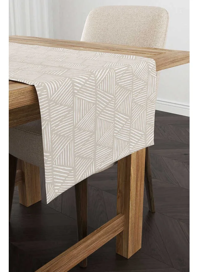 Cango Home Cream White Bohemian Scandinavian Geometric Patterned Digital Printed Runner CGH1211-RN