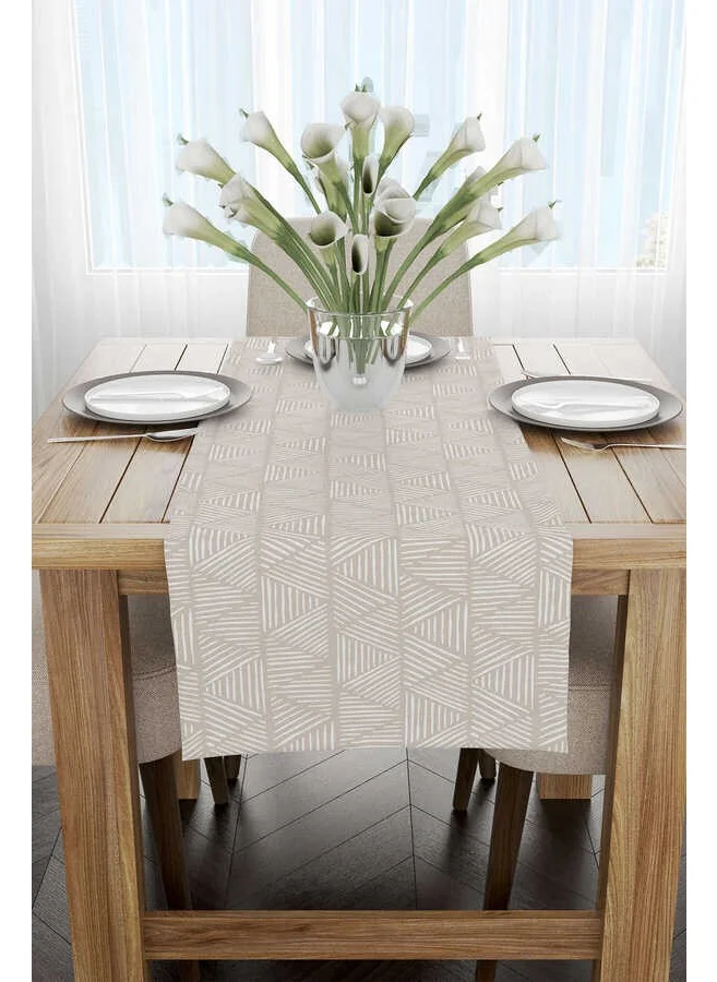 Cango Home Cream White Bohemian Scandinavian Geometric Patterned Digital Printed Runner CGH1211-RN