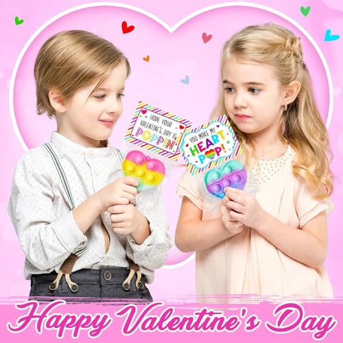 Qinline 30 Pack Easter Gifts for Kids Mini Heart Pop Fidget Toy with Gift Cards for Boys Girls Bulk Kid Easter Egg Fillers Party Favors School Classroom Prizes Exchange Goodie Bags Stuffers - Image 5