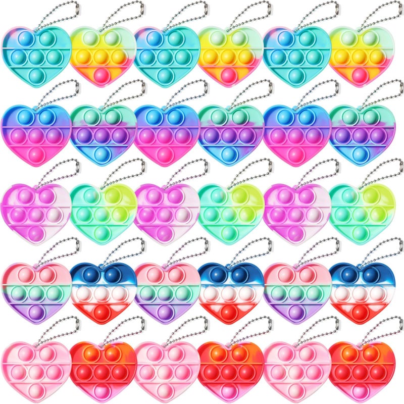 Qinline 30 Pack Easter Gifts for Kids Mini Heart Pop Fidget Toy with Gift Cards for Boys Girls Bulk Kid Easter Egg Fillers Party Favors School Classroom Prizes Exchange Goodie Bags Stuffers - Image 3