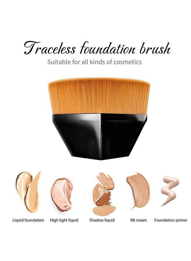 Tyemp Brochas De Maquillaje, Flat Top Kabuki Hexagon Foundation Brush, Brochas De Maquillaje Con Tapa Plana Magic Brochas Para Base De Maquillaje Makeup Brush for Women Girls (Black & Pink) - Image 2