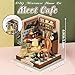 Kisoy DIY Miniature House Kit Tiny House Building Kit with Furniture and LED Light for Adults and Teens DIY Mini House Craft Kit DecorationsGifts for Family and Friends Meet Cafe - Image 4
