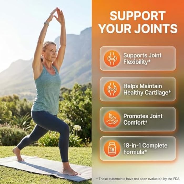 Clean Nutraceuticals كلين نيوتراسيتيكالز جلوكوزامين 1500mg كوندرويتين 1200mg MSM مع كركم كوركومين، كولاجين، حمض الهيالورونيك، أوميغا 3 – مكمل صحة المفاصل للرجال والنساء – مركب المفاصل – 120 عدد - Image 2