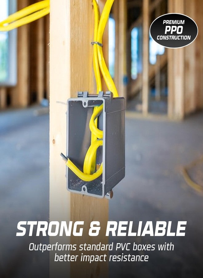 OHLECTRIC علبة مفاتيح كهربائية عميقة من OHLECTRIC (عبوة من 20 قطعة) - رمادي | علبة عمل جديدة أحادية الفتحة بسعة 20 بوصة مكعبة مع تثبيت بمسامير، مقاومة للحريق | هيكل متين من مادة PPO للكابلات غير المعدنية المغلفة - Image 4