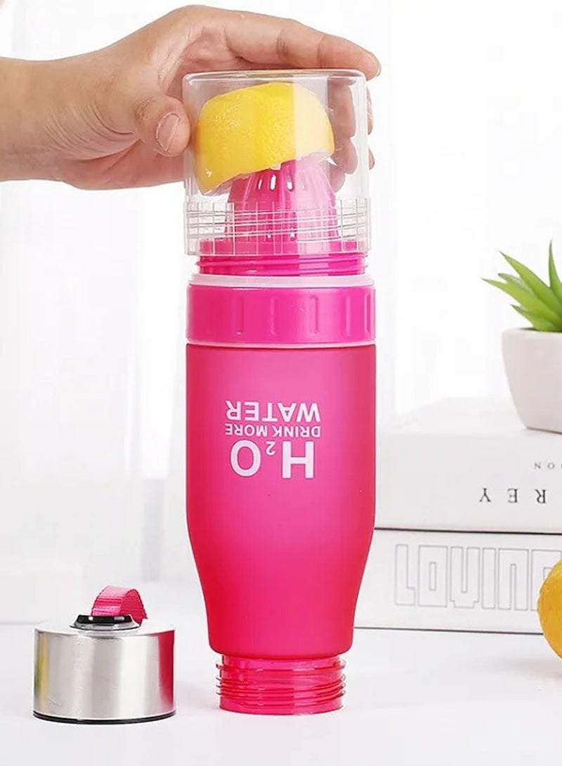 Sports Water Bottle For Healthy and Stylish Lifestyle, Gym Water Bottle, Yoga Workout Water Bottle, Perfect For Detox Water, Healthy Drinks, Fitness, Travel, 650 ml Fruit Infuser Bottle with Carrying Strap - Image 1