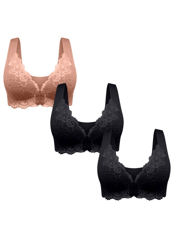 Selected American Front Buckle Vest Bra Plus Size Lace No Bra Back Underwear European And American Bra
